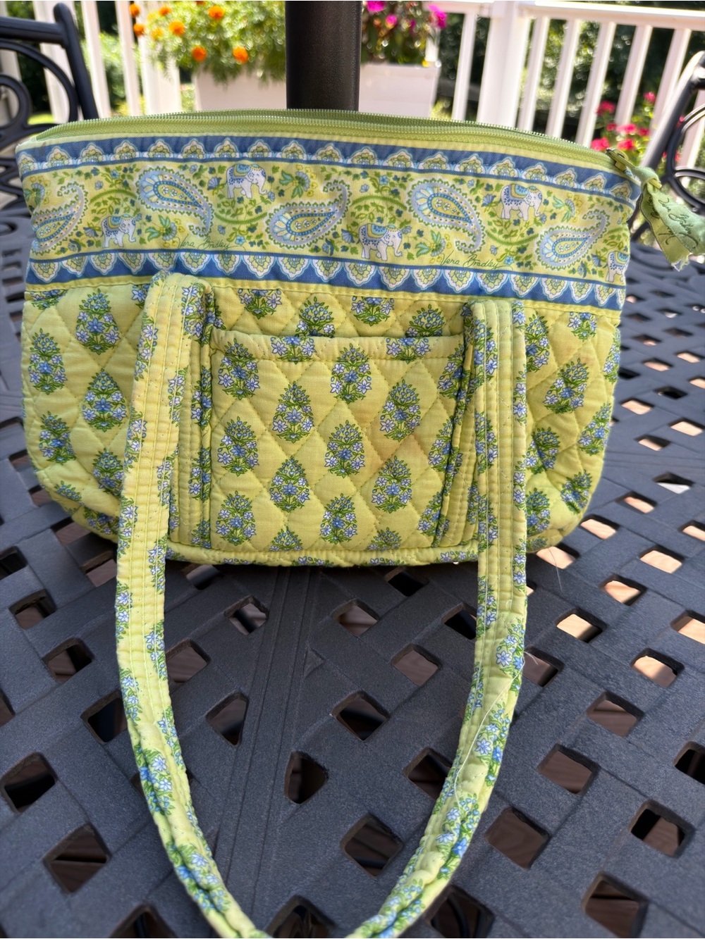 Vera Bradley Lime Green Paisley Quilted Shoulder Bag